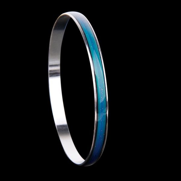 

copper mood bangle bracelet change color emotion feeling changeable mood chart fashion jewelry, Golden;silver