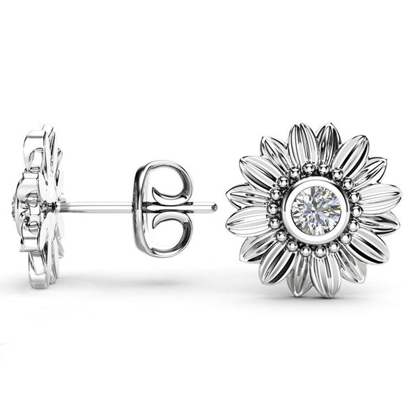 

Februaryfrost Brand Sunflower Stud Earrings For Girl New Trendy Romantic Design Birthday New Year Gift For Women Crystal Stone Earrngs Hot