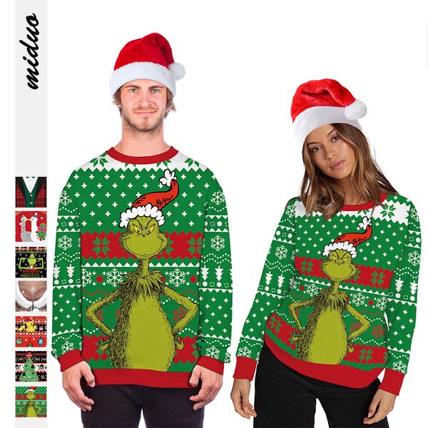 

mens designers sweaters clothes sweatshirt christmas spring men women couple's fashion 3d printing long sleeve sweatershirt sweater, Black