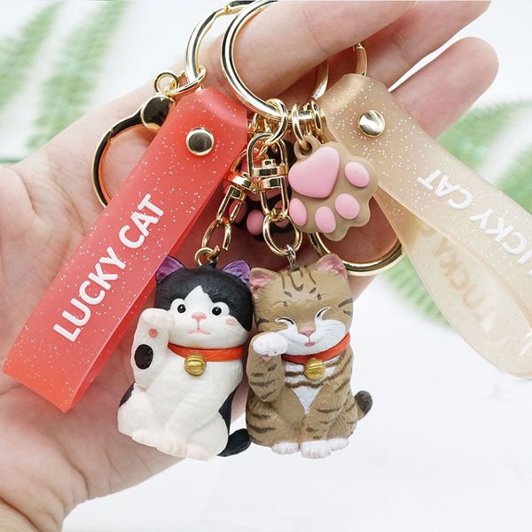 

keychains cute little kitten cat keychain for women fashion letter pvc wristband key chain girlfriend bag jewelry 2020, Silver