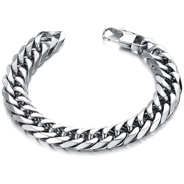 

100% stainless steel bracelet 7-9 inches curb cuban chain silver color bracelets for men women factory offer, Black