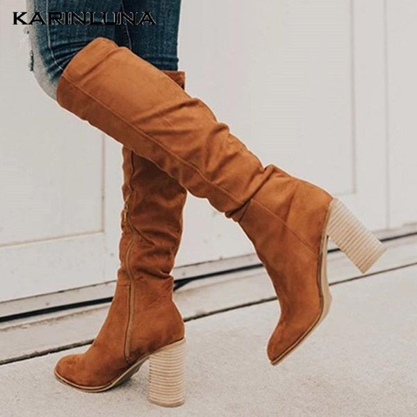 

women's new arrivals plus size 43 winter shoes fashion high heels knee high party boots, Black