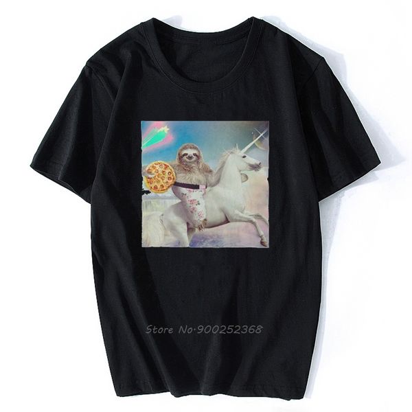 

sloth riding pizza lazy funny stars men women t-shirt summer cotton printed tshirt funny tees harajuku streetwear