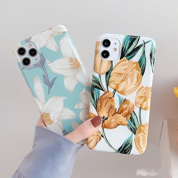 

retro flower phone case for iphone 11 pro max xr xs max 6 6s 7 8 plus soft imd luxury print phone back cover cases coque tina