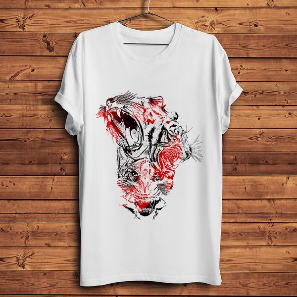

ink roar tiger cool tshirt men summer new white short sleeve homme casual t shirt streetwear tee