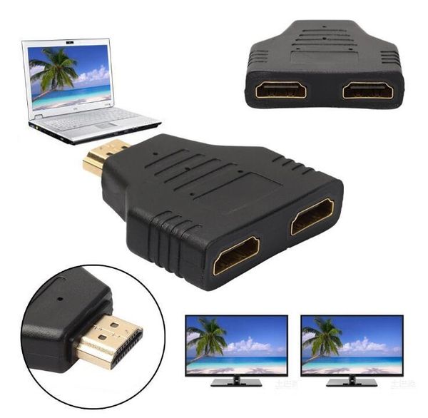 

hdmi male to dual hdmi female 1 to 2 way splitter adapter for hd tv dh for xbox blueray dvd players ps3