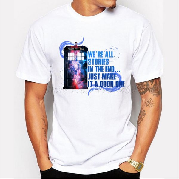 

men doctor who t shirt galaxy police box letter printed male short sleeve hipster creative funny fashion tee shirts