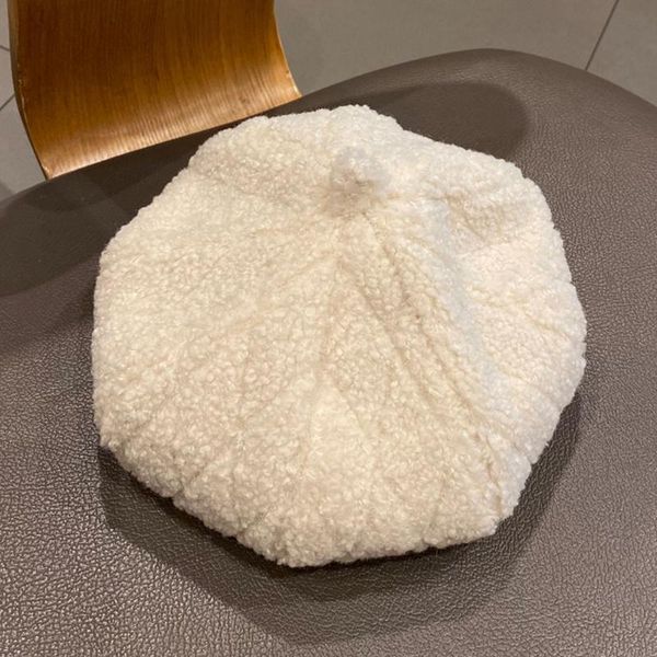 

hat women autumn and winter plush beret warm and thick japanese all-match outdoor painter hat, Blue;gray