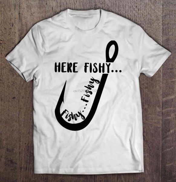 

men funny t shirt fashion tshirt here fishy fishy fishy white version women t-shirt