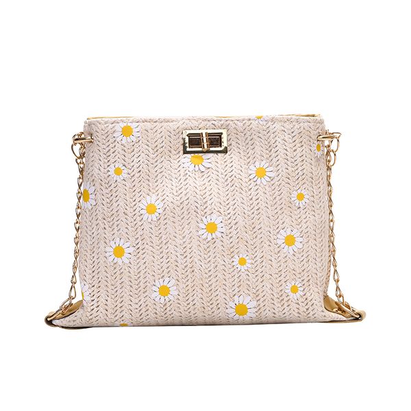 

2020 summer straw female handbags daisy pattern brand designer lady's casual crossbody handbag shoulder mini bag women's handbag