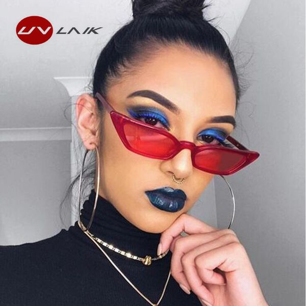 

uvlaik retro small frame sunglasses women cat eye sun glasses fashion designer glasses ladies black red sunglass, White;black