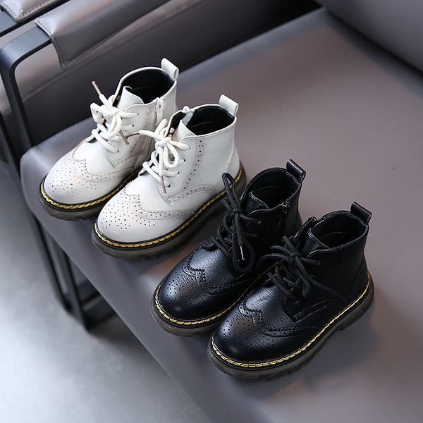 

genuine leather children motorcycle boots boy girl new arrival baby girls shoes side zipper boots boys kids snow, Black;grey