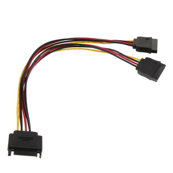 

1 sata to 2 sata dual power y splitter adaptor cable lead 2 way 15 pin - 15 pin