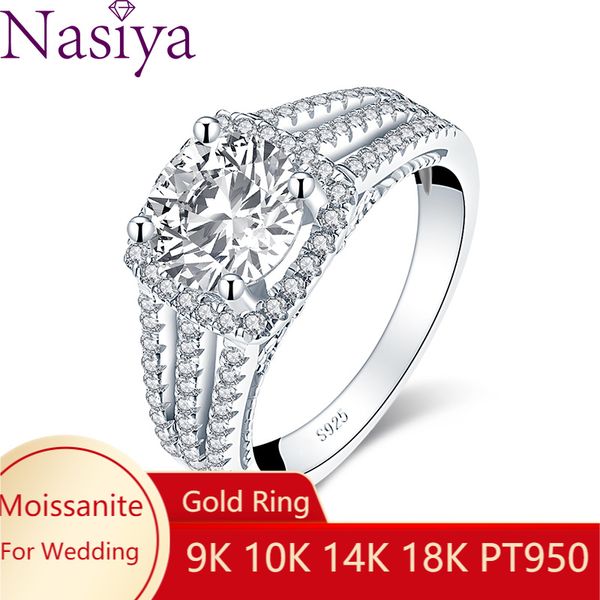 

9k 10k 14k 18k 8mm round moissanite gold ring wedding engagement women rings, Golden;silver