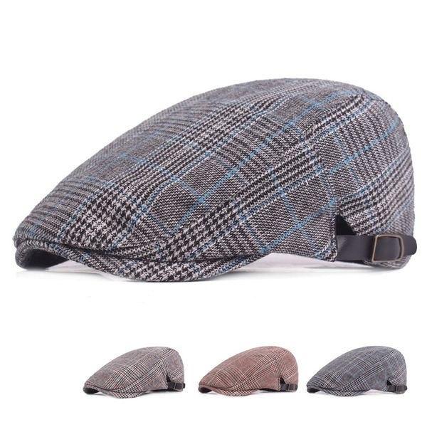

berets 2021 fashion summer beret caps for men women vintage stripe sboy cap cabbie gatsby hat brand sun duckbill, Blue;gray
