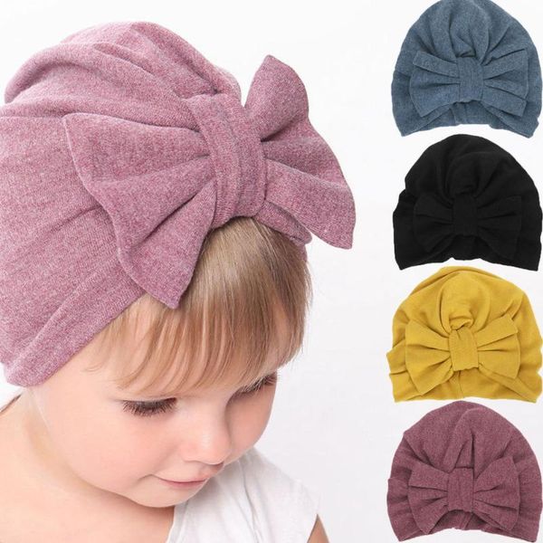 

cute newborn toddler baby infant knot hat cotton soft solid beanie cap party hats
