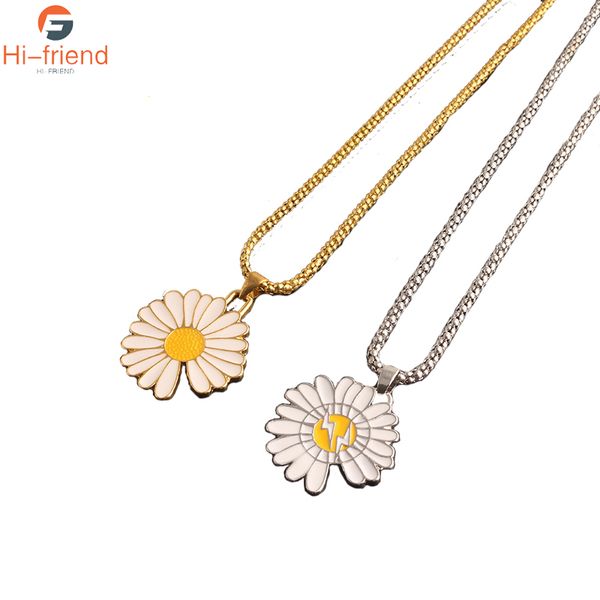 

2020 new daisy flower pendant long hip necklace for women men fashion jewelry couple necklace gift, Silver