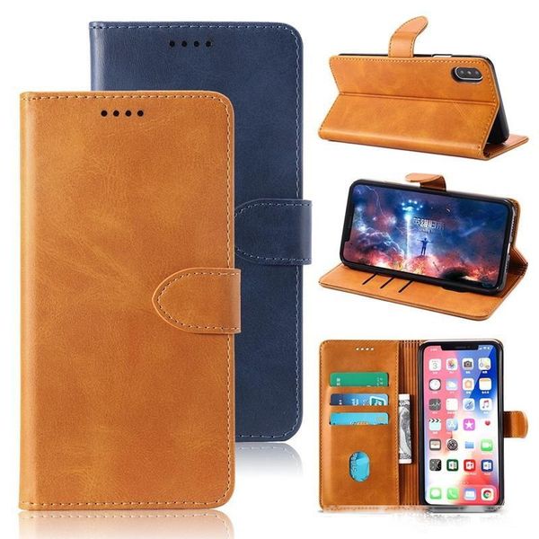 

for iphone 11 pro x xs wallet protect case leather retro flip stand cell phone with credit card slots for huawei p30 samsung note 10 s10