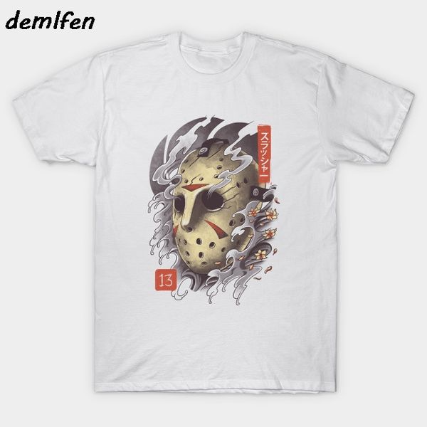 

новая пятница 13-oni джейсон маска t-shirt harajuku streetwear мужчин короткий рукав о-образным вырезом рубашки хлопка хип-хоп тройники топы
