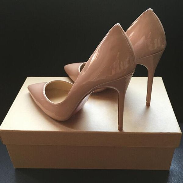 

2020 red soled high heels 8cm, 10cm, 12cm high-heeled shoes, genuine leather shoes, pointed rubber wedding shoes, party fashio, Black