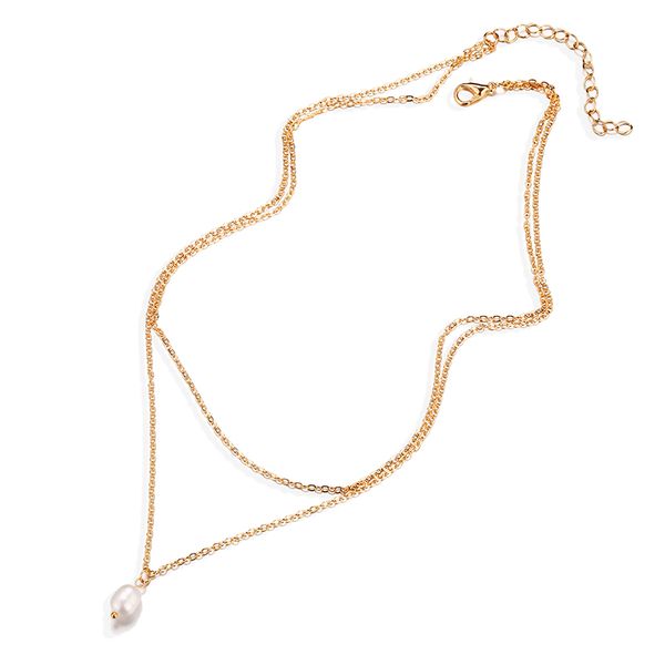 

chokers alloy pearl multilayer pendant choker necklace for women chain on the neck chains kpop jewelry 2021 friends aesthetic xl10408, Golden;silver