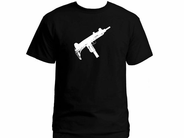 

uzi израиль пистолета винтовка оружие черного 100% хлопок высшей военная футболка