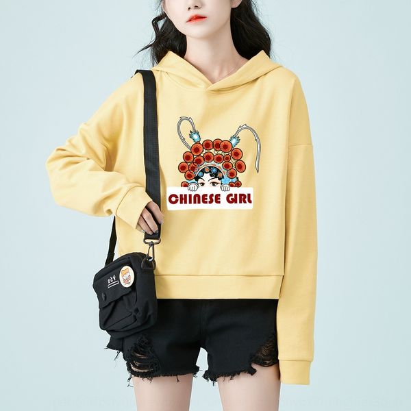 

2020 new lazy style white sweater short women's spring and autumn thin hooded casual coat korean style loose short coat byuki, Black