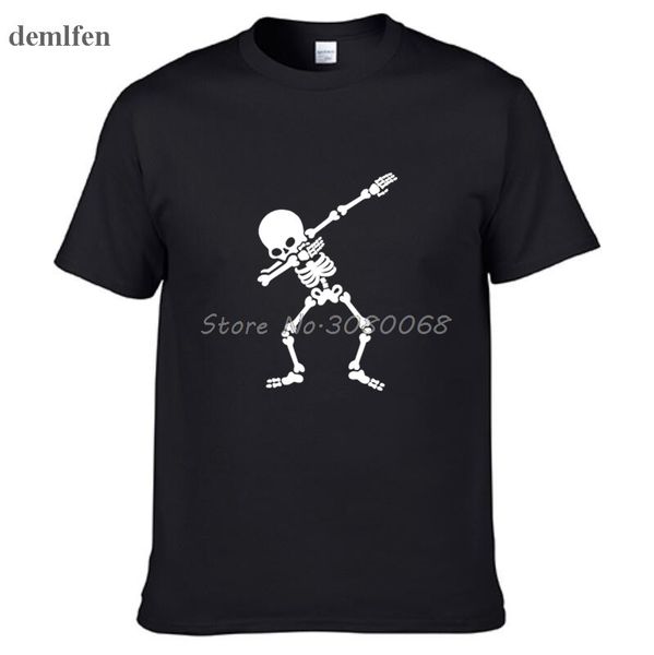 

summer fashion dabbing skeleton t-shirt men's funny t shirts hip hop tee casual cotton t shirt