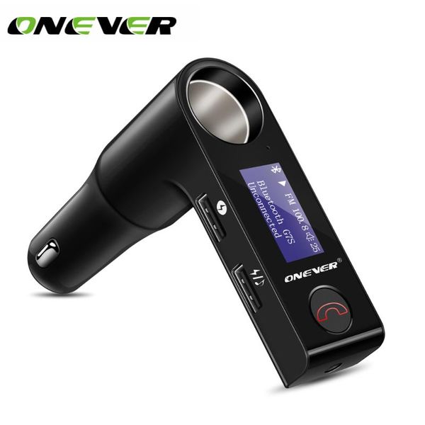 

onever fm transmitter hands-car kit cigarette lighter port wireless fm modulator rotating screen bluetooth car mp3 player