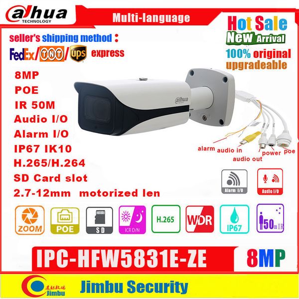 

ip camera poe 8mp ipc-hfw5831e-ze 2.7 ~ 12 mm motorized lens ir50m 1/1 alarm micro sd slot up to 128g
