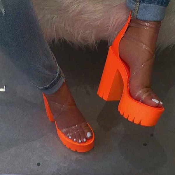 

women high heel sandals transparent waterproof platform thick soled party daily travel summer beach eva soft zipper closure, Black