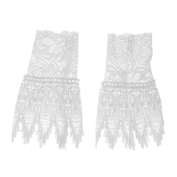 

five fingers gloves handmade lace wrist band retro sleeve wristband winter accessory, Blue;gray