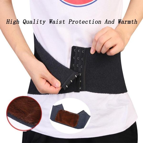 

sports waist support warm belt with thickened velvet in autumn and winter protector body building belt six row buckles design, Black;gray