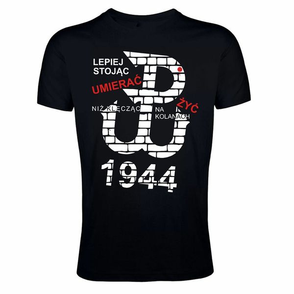 

polska walczaca 1944 koszulka patriotyczna polski polish patriotic t-shirt black summer o neck