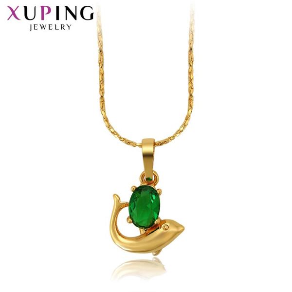 

xuping jewelry fashion romantic dolphin shape pure gold color plated necklace for women christmas day gifts 45550, Silver