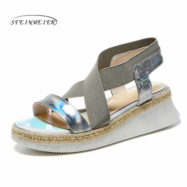 

steinmeier flat sandals women shoes gladiator open toe elastic soft sandals female casual women's flat platform beach shoes, Black