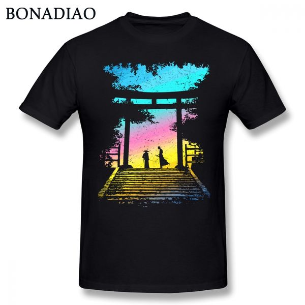 

japanese samurai temple t shirt for male round neck fashion tee