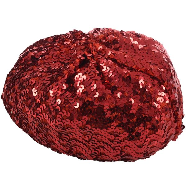 

lady costume stretch sparkly shining sequin beret beanie hat red, Blue;gray