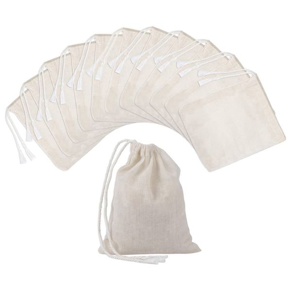 

storage bags 100 pieces drawstring cotton muslin bags, brew (4 x 3 inches)