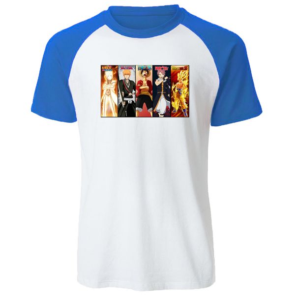 

japanese anime tshirt bleach naruto men raglan t shirts 2019 summer fashion t-shirt cotton mens tees