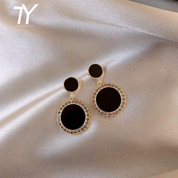 

dangle & chandelier black circle earrings fashion female simple ladies needle party birthday gift, Silver