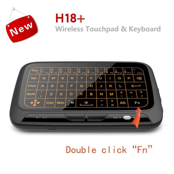 

keyboards h18 wireless air mouse mini keyboard full screen touch 2.4ghz qwerty keyboard touchpad with backlight function for smart tv ps3