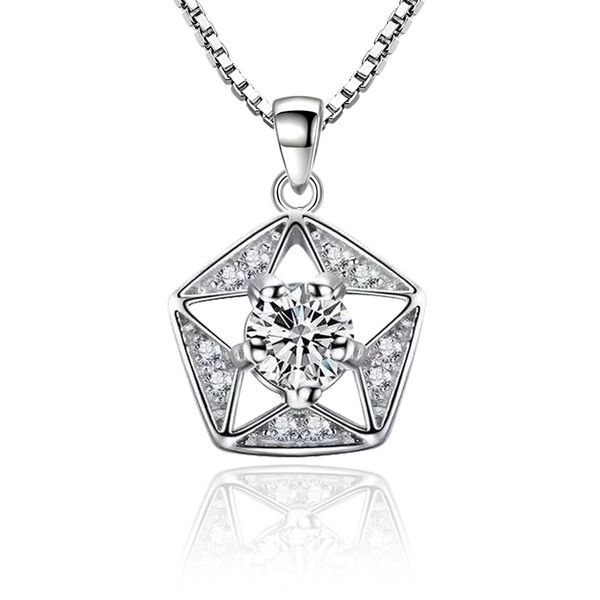 

fashion women star zircon box chain pendant necklace jewelry, Silver