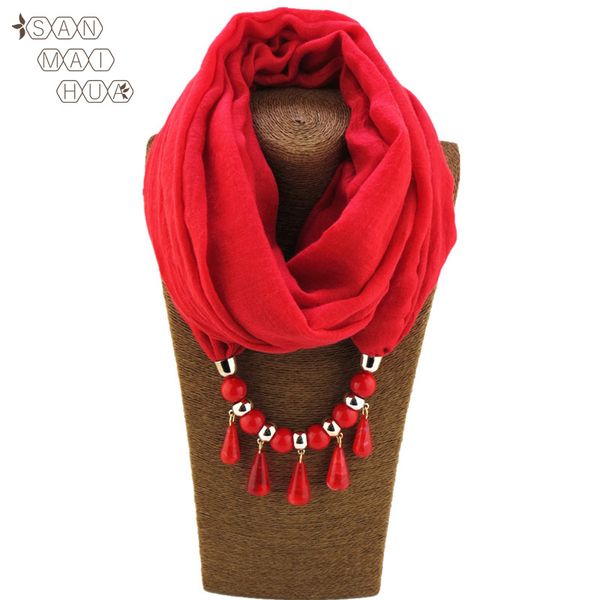 

scarves 2021 st charm necklace jewelry pendant scarf for women solid cotton female wraps water drops soft hijab muslim head, Blue;gray