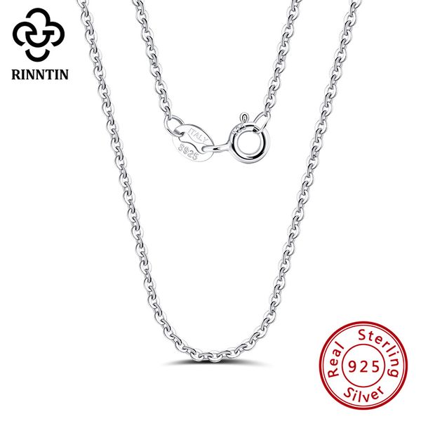 

chains rinntin 100% s925 silver women o cross link slim chain necklace for pendant 40cm/45cm/50cm female summer fashion jewelry sc20