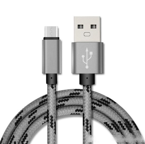 

1m 2m 3m od 4.0 2a grid speed charge nylon braided metal adatper data sync micro usb type c cable 700pcs/lot