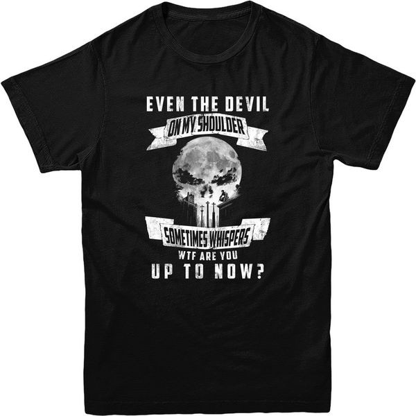 

the punisher t-shirt,even the devil quote,skull & kids tee style round tee shirt