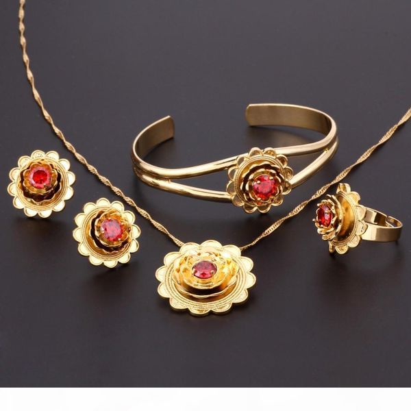 

new ethiopian gold flowers et jewelry pendant necklace bangle earrings ring 24k gold cz habesha african wedding bride eritrea, Black