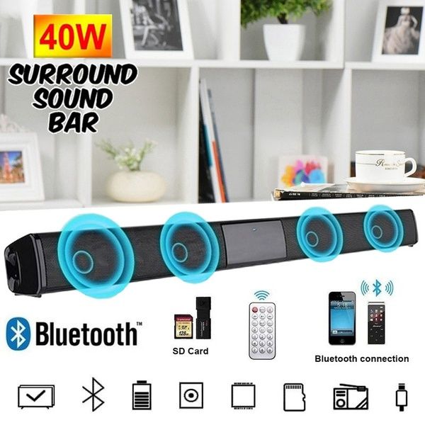 Sıcak Kablosuz Bluetooth Soundbar Hi-Fi Stereo Hoparlör Ev Sineması TV Güçlü Bas Ses Bar Subwoofer ile Uzaktan Kumanda Olmadan /