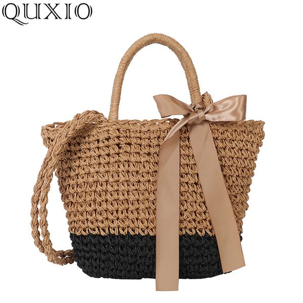 

large capacity women weaving casual tote bags 2020 summer new straw shoulder bag for ladies fashion rattan beach messenger bags